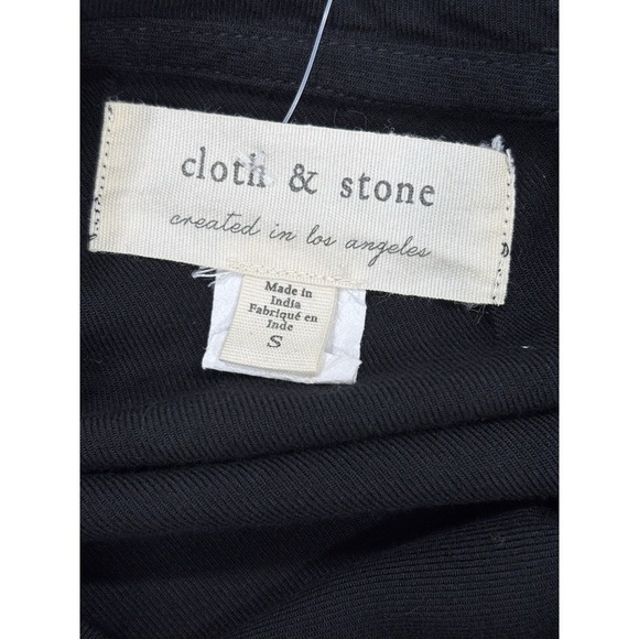 Cloth & Stone Short Sleeve V Neck Black T-Shirt Dress High Low Hem S Minimalist - Picture 6 of 9